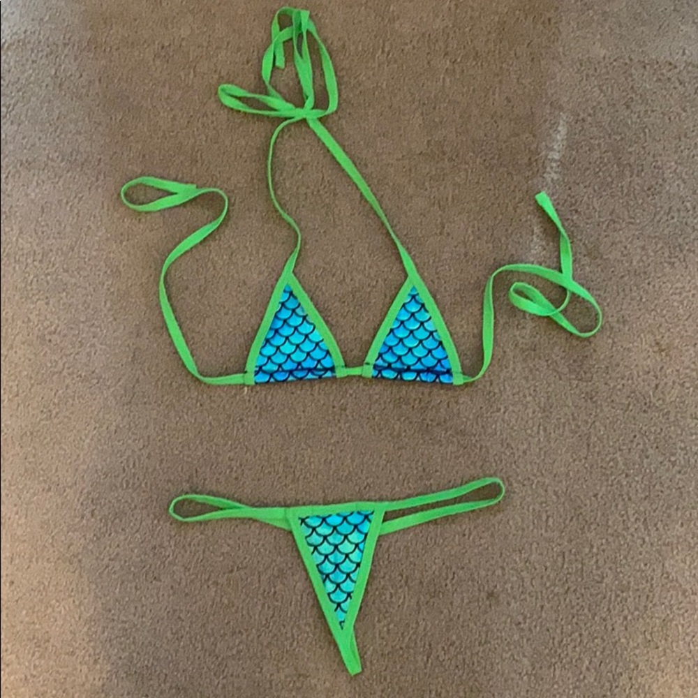 G String Mermaid Bikini Set - LIME